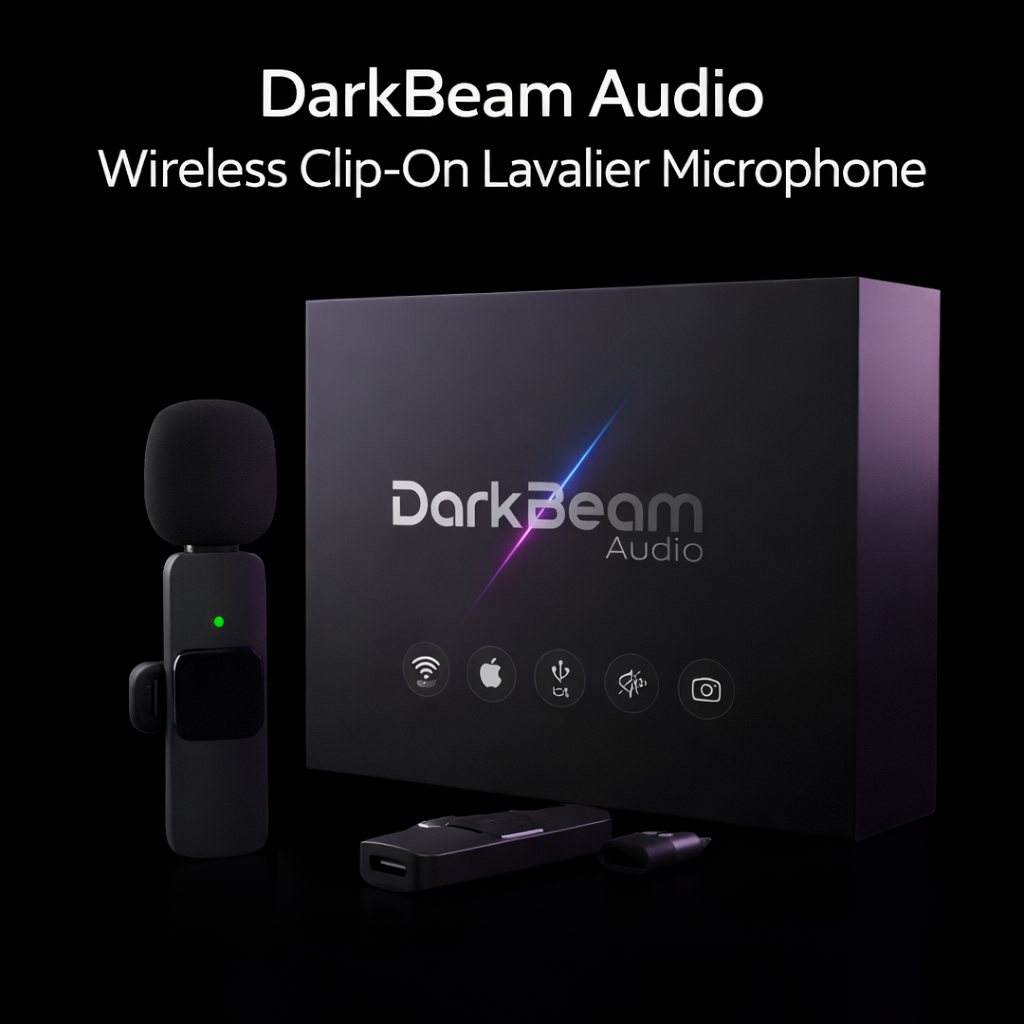 DarkBeam Audio Wireless Clip-On Lavalier Microphone for Smartphones & Cameras
