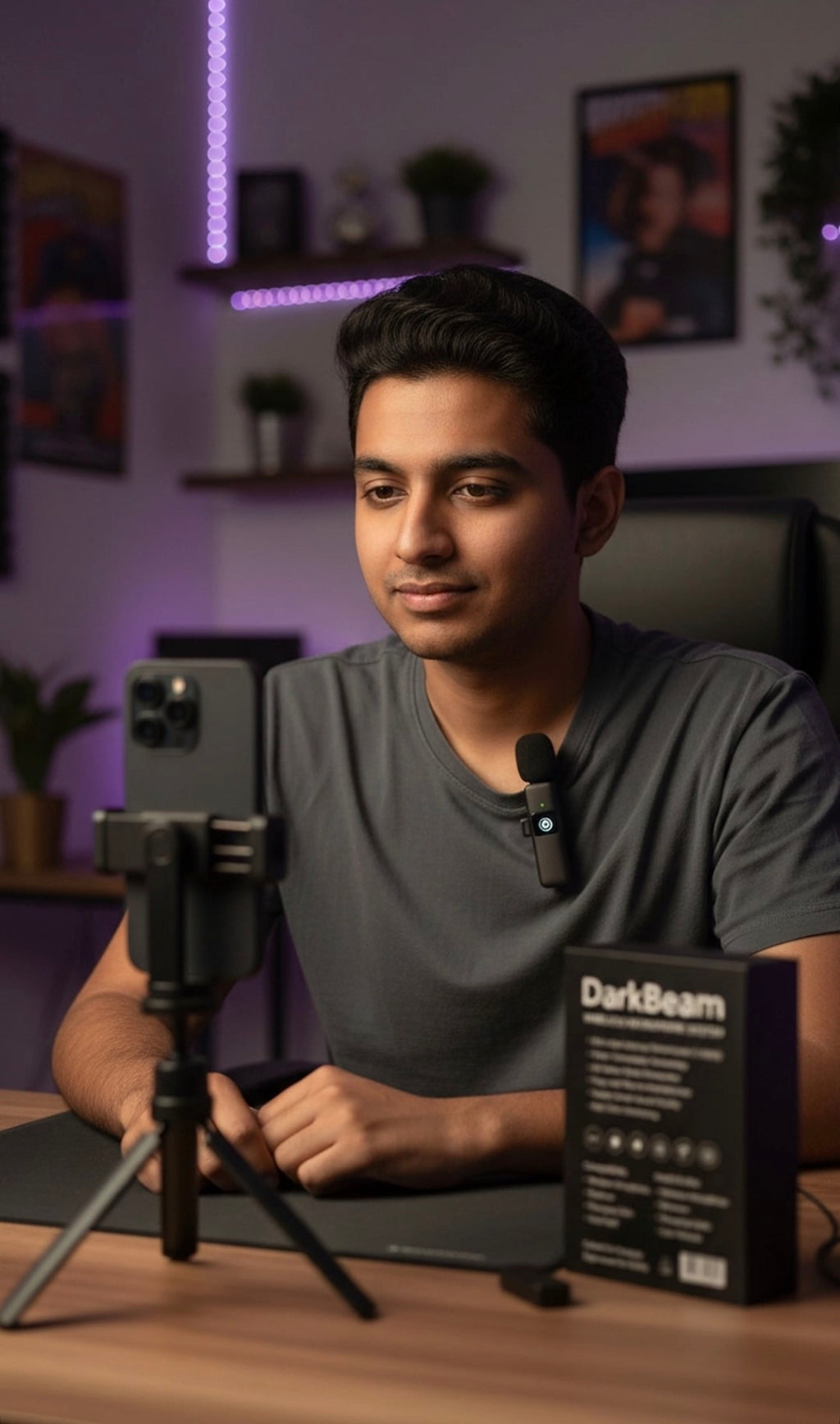 DarkBeam Audio Wireless Clip-On Lavalier Microphone for Smartphones & Cameras