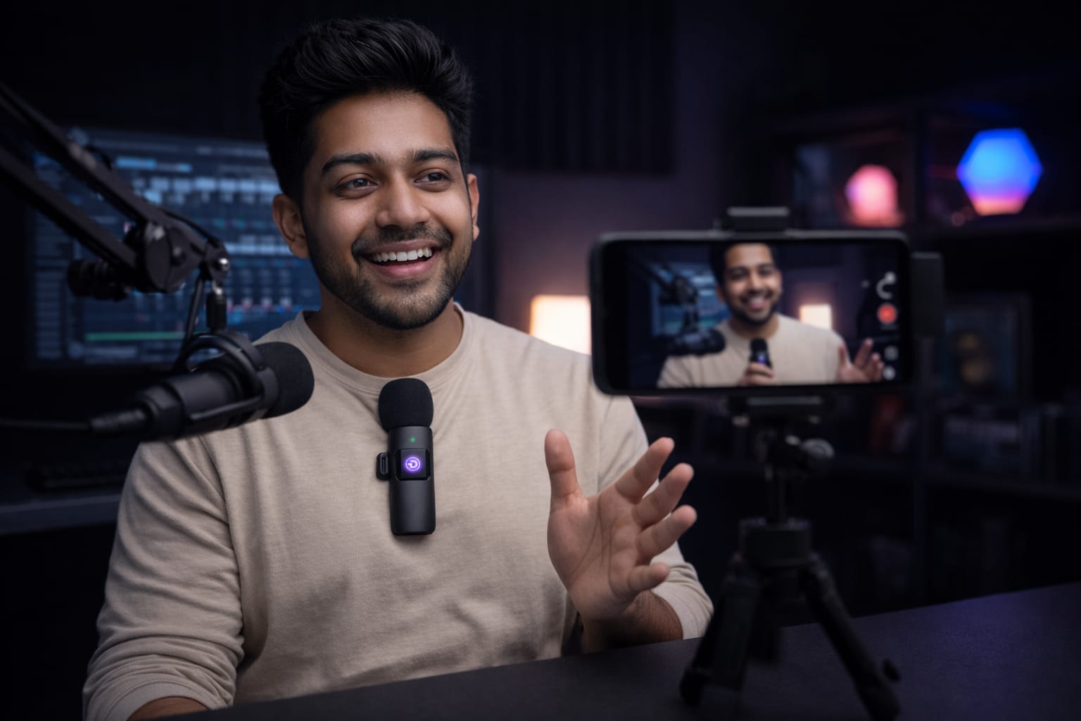 DarkBeam Audio Wireless Clip-On Lavalier Microphone for Smartphones & Cameras